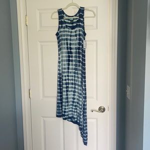 LM Beach Blue and White Tie Dye Asymmetrical Dress
